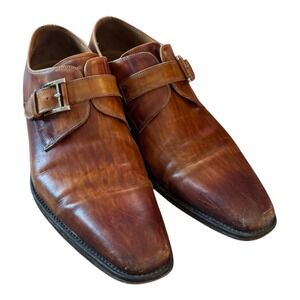 Magnanni 'Marco' Leather Monk Strap Plain Toe Dress Shoes 13 M Mahogany Brown